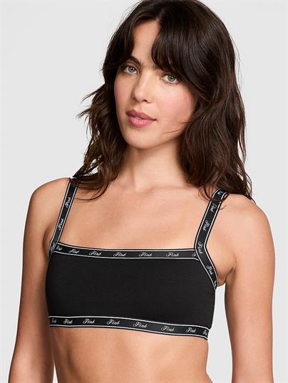 Pink Pamuklu Logolu Duz Yaka Bralet
