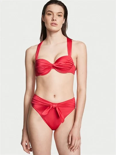 Twist Yüksek Bel Cheeky Bikini Alti ön görünüm