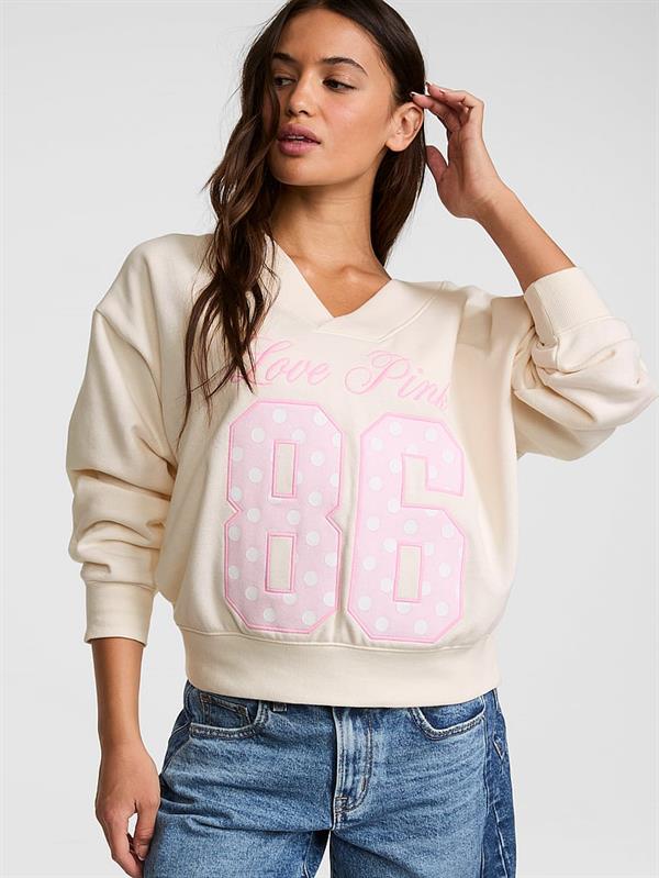 PINK V Yaka Sweatshirt