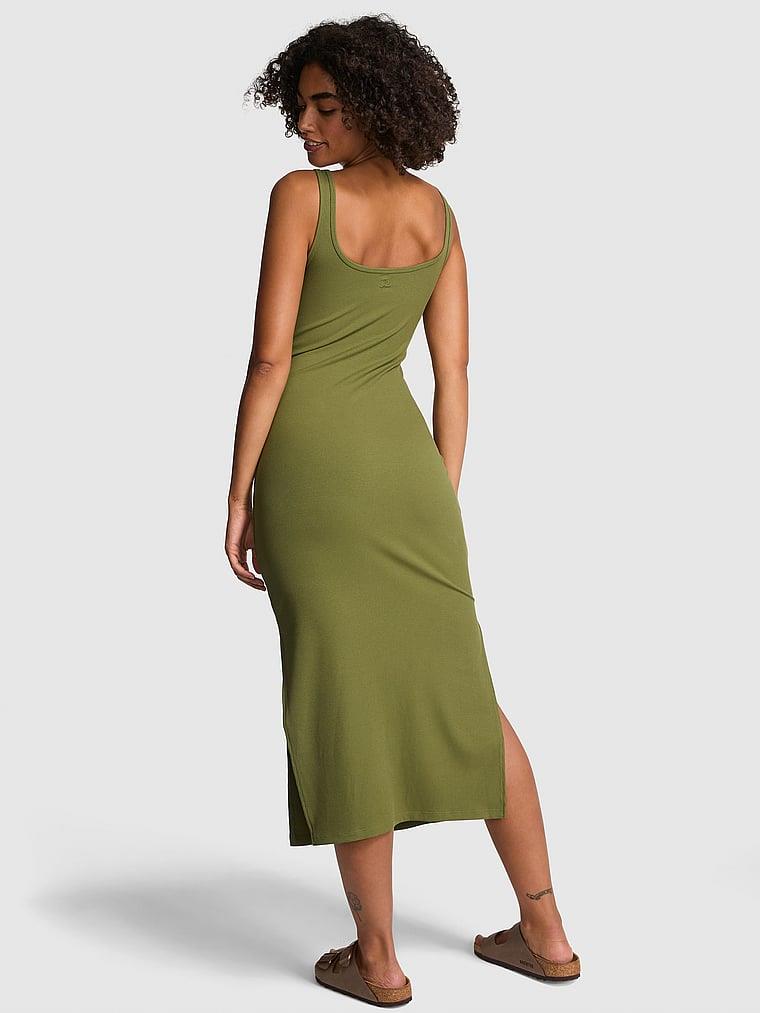 Pink All Day Soft Ribbed Bodycon Midi Dress arka görünümü
