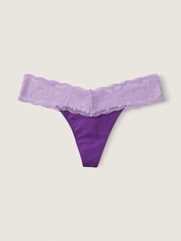Pink Everyday Dantel Detayli Pamuk Tanga Kulot arka görünüm