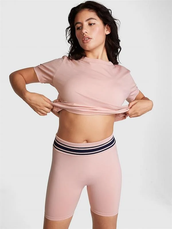 Pink Pink Seamless Katlanabilir Biker Sort
