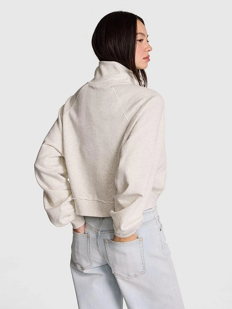 Pink Kampus Dik Yaka Fermuarli Sweatshirt arka görünüm