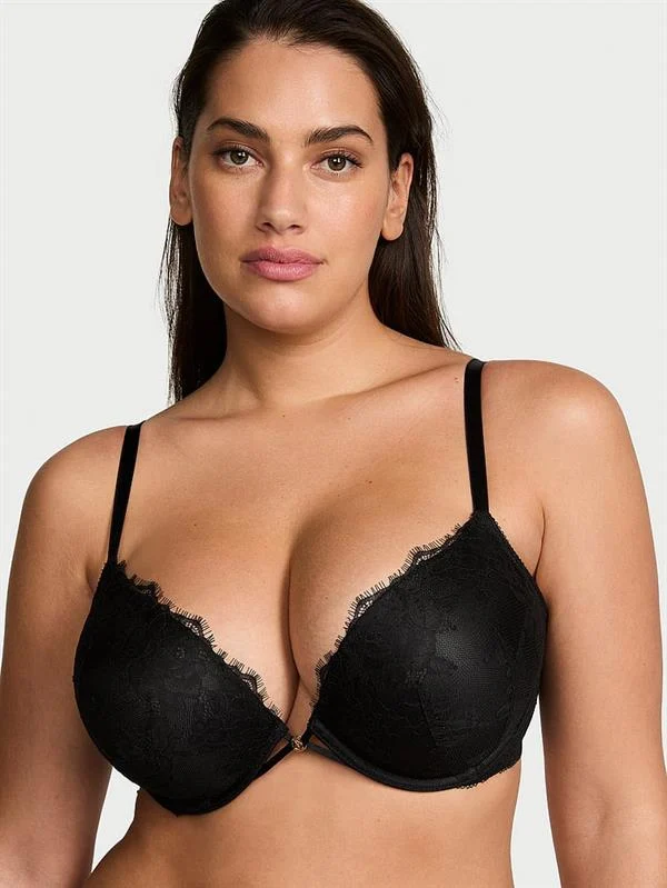 Bombshell Iki Beden Buyuk Gosteren Gul Dantelli Push Up Sütyen