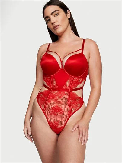 Bombshell Cicek Desenli Fileli Teddy ön görünüm