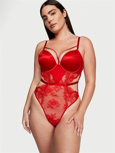Bombshell Cicek Desenli Fileli Teddy