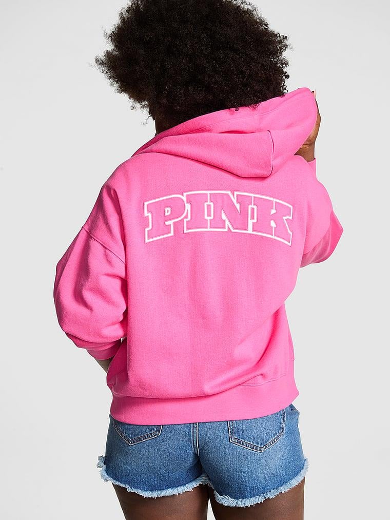 Pink Ivy Kampus Fermuarli Kapusonlu Polar arka görünüm