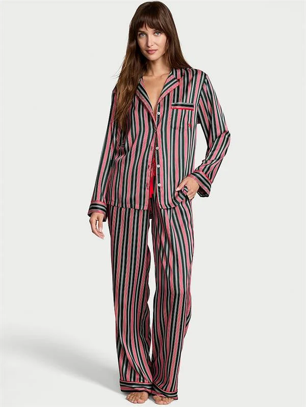 Victorias Secret Fashion Show Parlak Saten Uzun Pijama Takimi