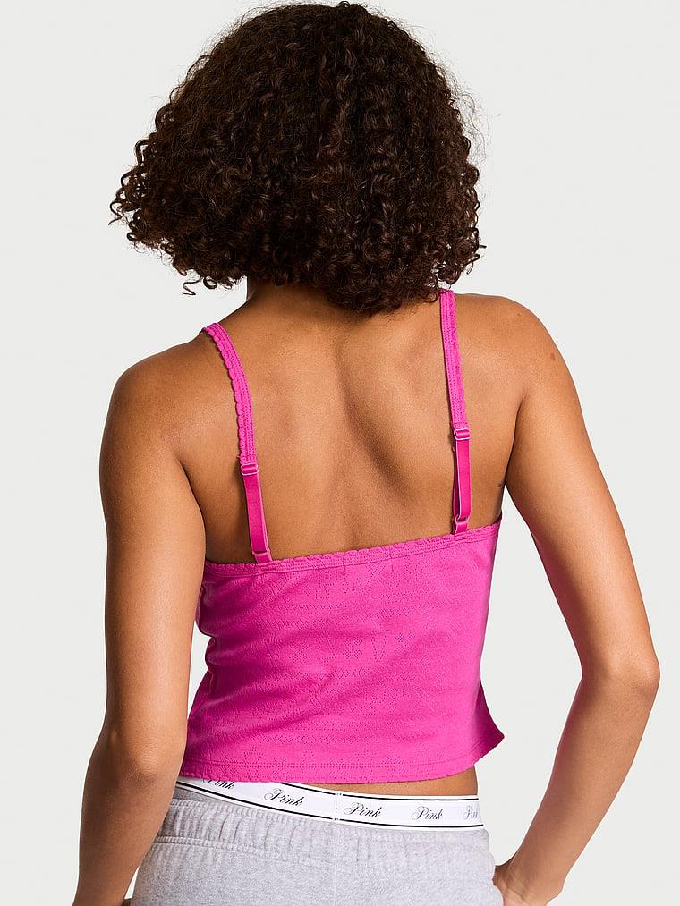 Pink Pointelle Henley Atlet arka görünüm