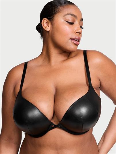 Bombshell 2 Beden Buyuk Gosteren Deri Gorunumlu Push Up Sütyen ön görünüm