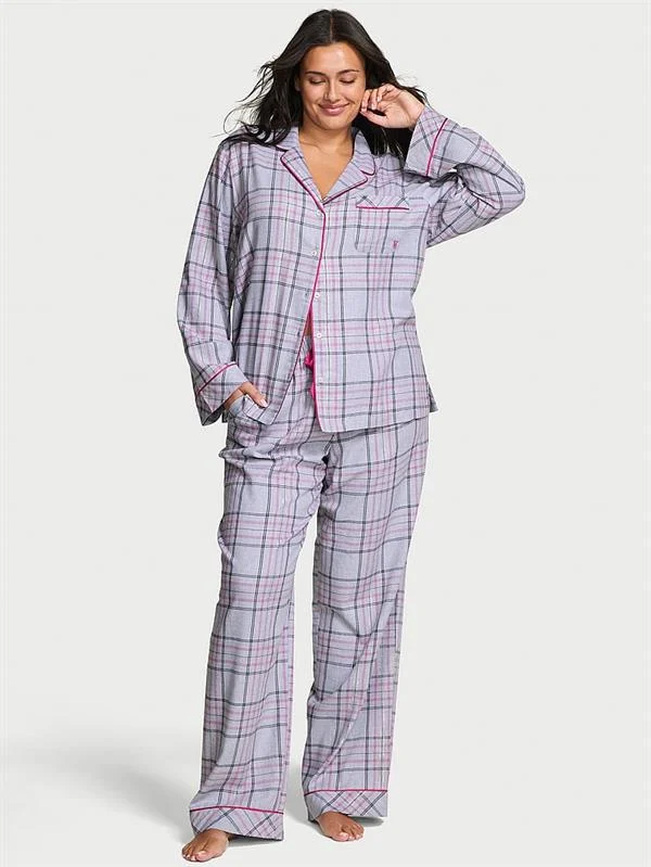 Flannel Uzun Pijama Takimi ön görünüm