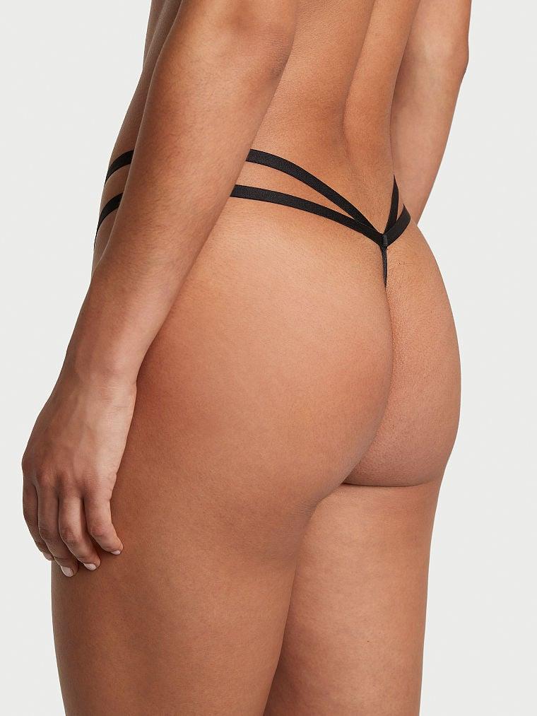 Kalpli Crotchless Strappy V String Kulot arka görünümü