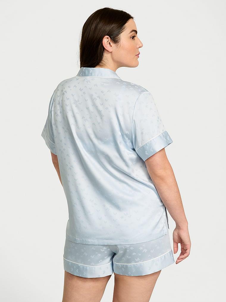 Glazed Saten Sortlu Pijama Takimi arka görünümü