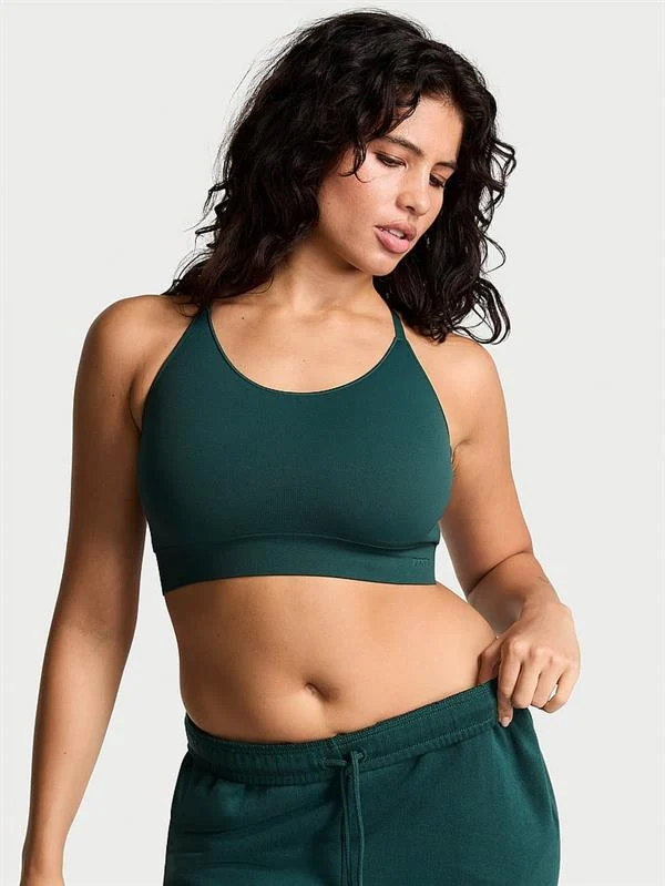 Pink Seamless Scoop Sporcu Sütyeni ön görünüm