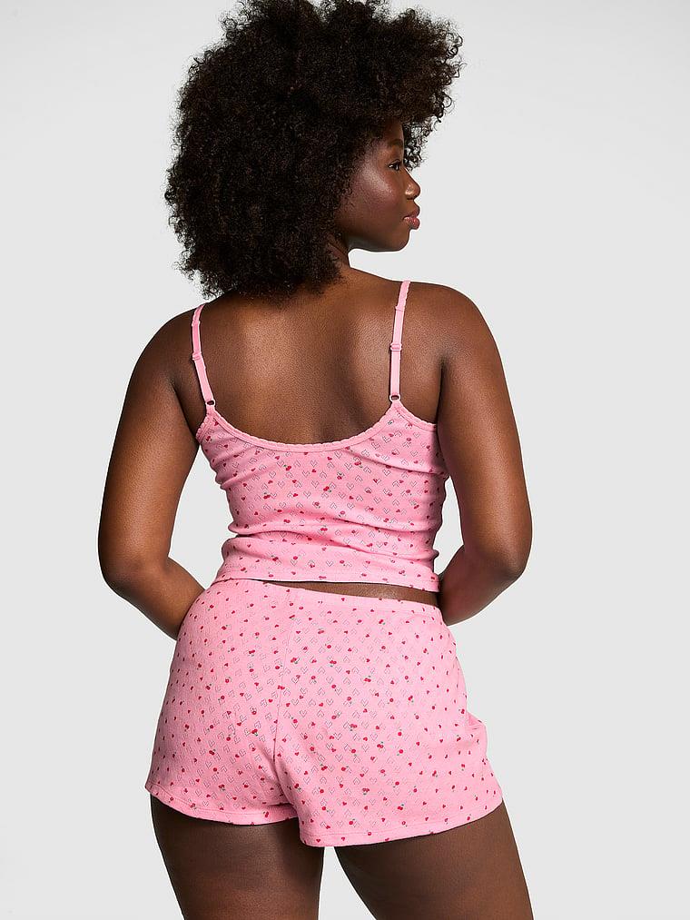 Pink Pamuklu Heart Pointelle Pijama Sortu arka görünümü