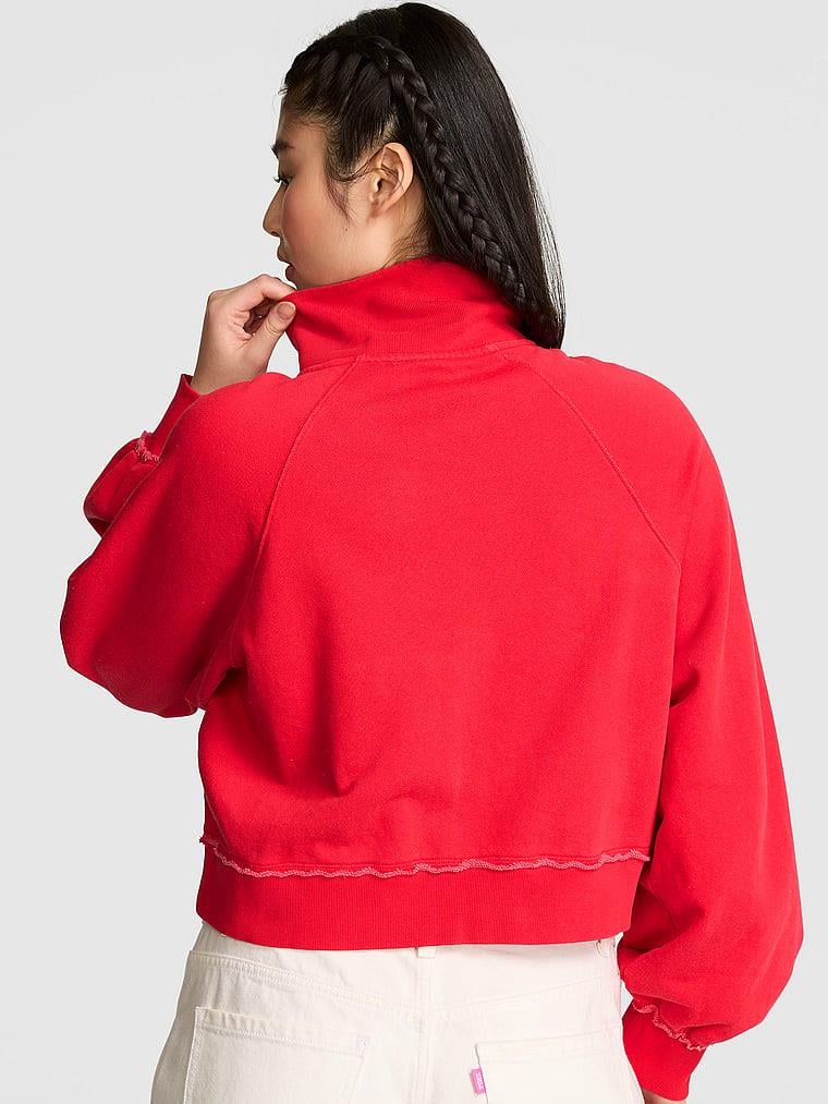 Pink Kampus Dik Yaka Fermuarli Sweatshirt arka görünüm