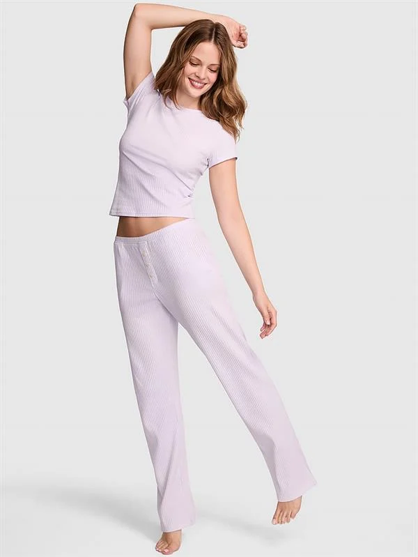 Pink Ribanali Uzun Pijama Takimi