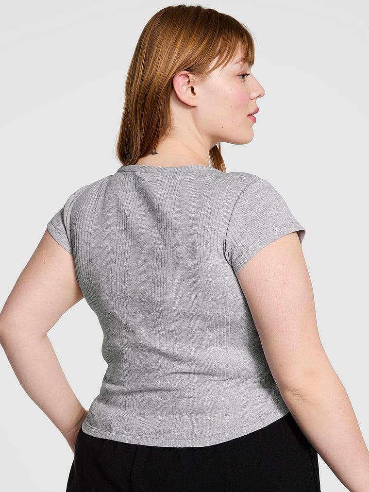 Pink Ribanali Henley Tisort arka görünüm