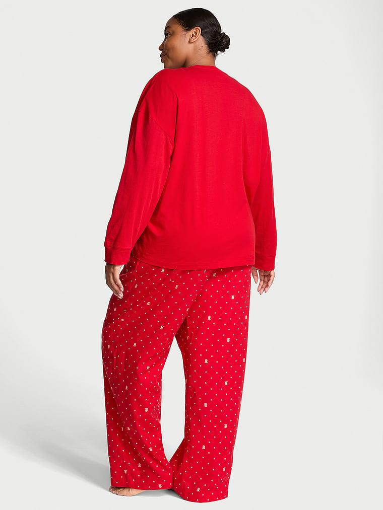 Flanel Uzun Kollu Tisort Pijama Takimi arka görünümü