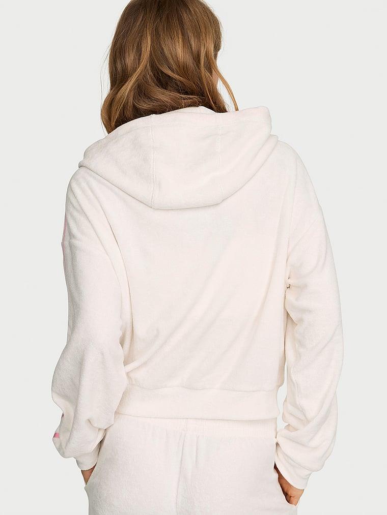 Micro Terry Fermuarli Kapusonlu Sweatshirt arka görünümü