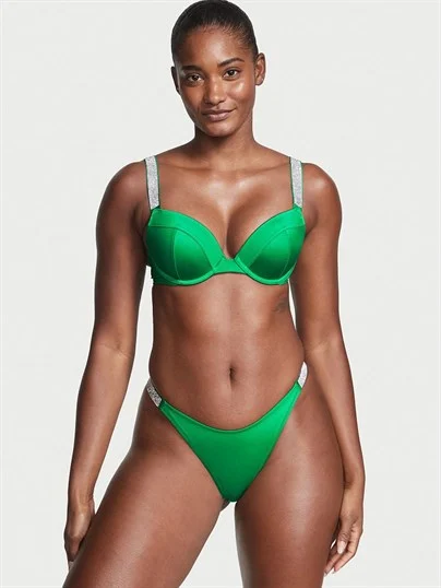 Işıltılı Askili Sexy Tee Push Up Bikini Ustu