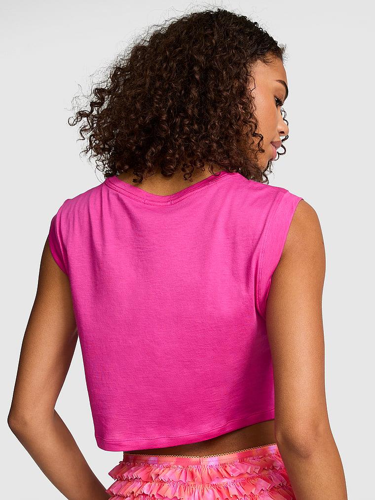 Pink Cepli Crop Ust arka görünümü