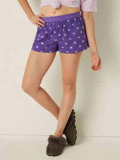 Pink Flannel Boxy Pajama Shorts ön görünüm