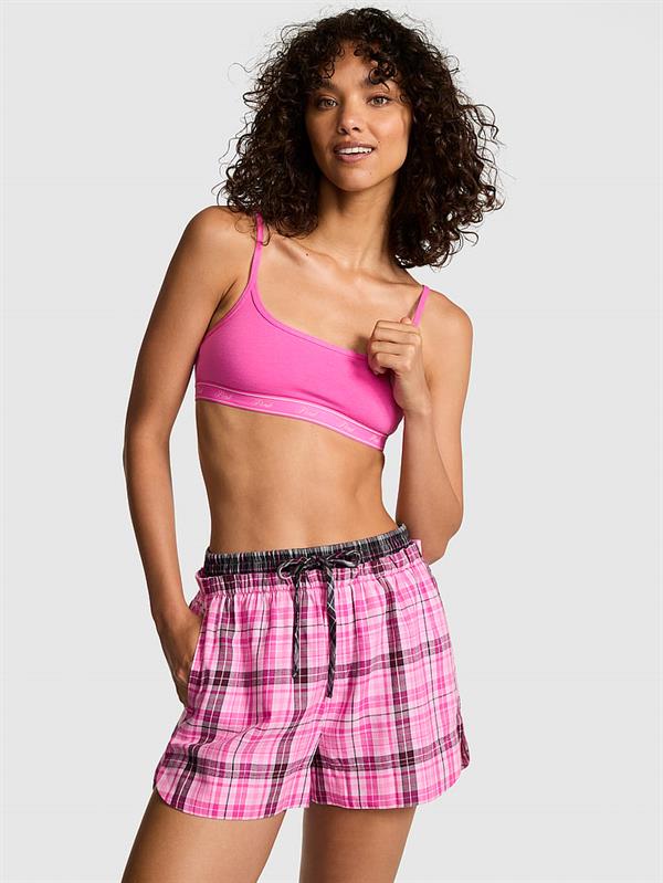 Pink Flanel Boxer Pijama Sortu ön görünüm