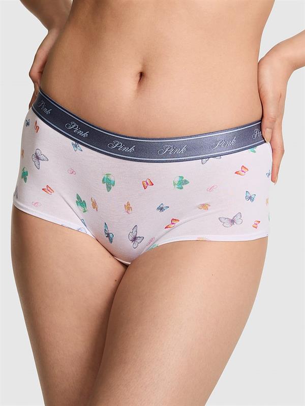Pink Logolu Pamuklu Boyshort Kulot