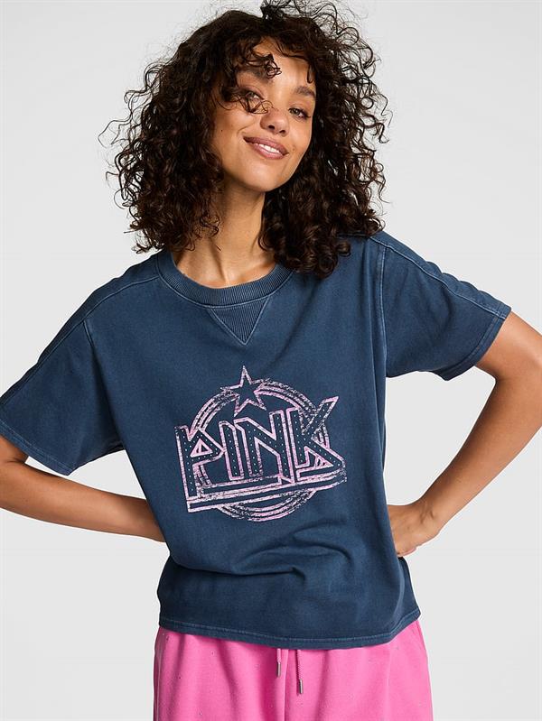 Pink Retro Pamuklu Tisort ön görünüm