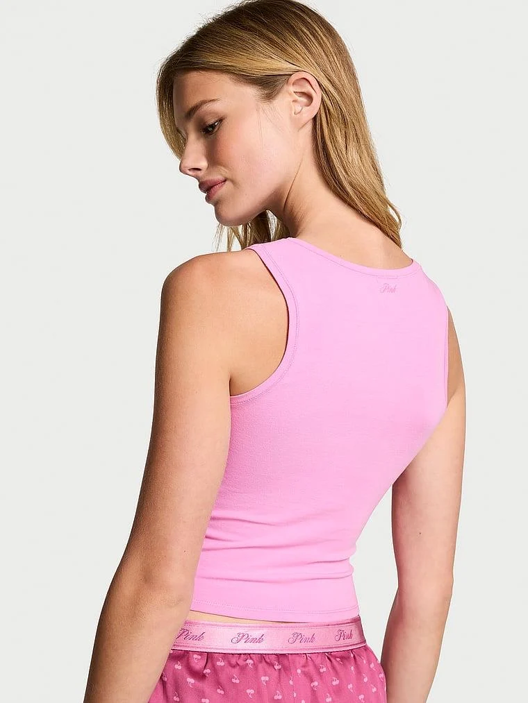 Pink Tencel Boxy Pijama Sortu arka görünüm