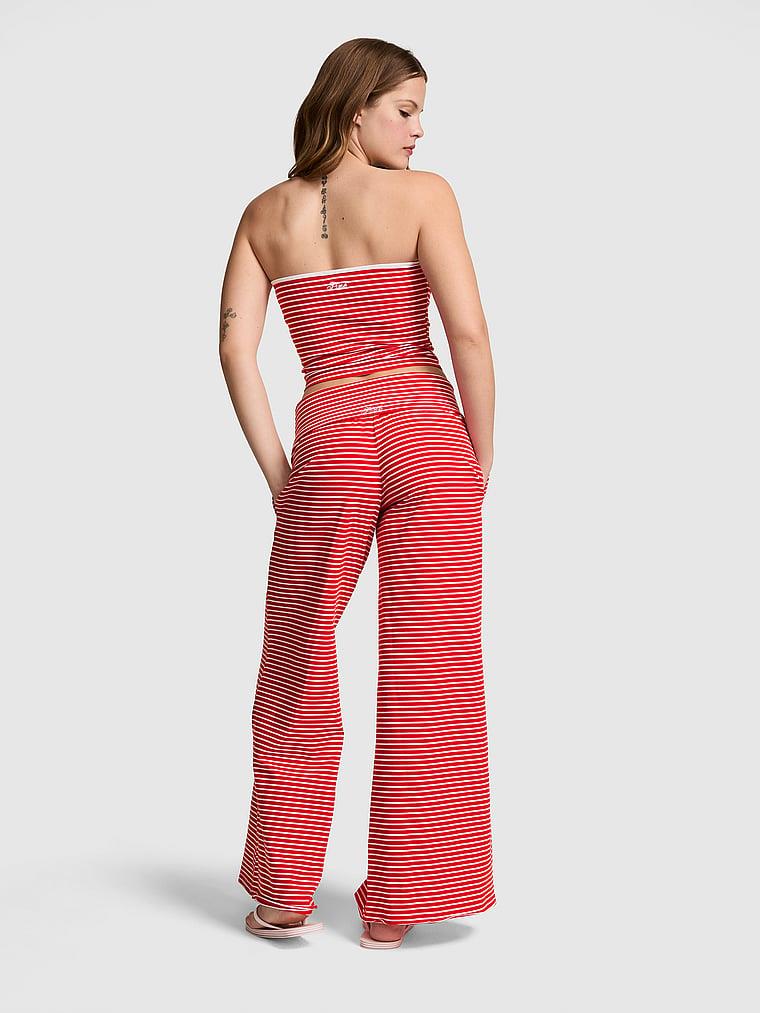 Pink All Day Cotton Beli Katlanabilen Genis Paca Pantolon arka görünümü