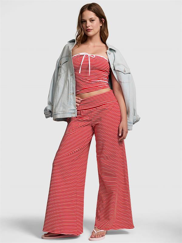 Pink All Day Cotton Beli Katlanabilen Genis Paca Pantolon