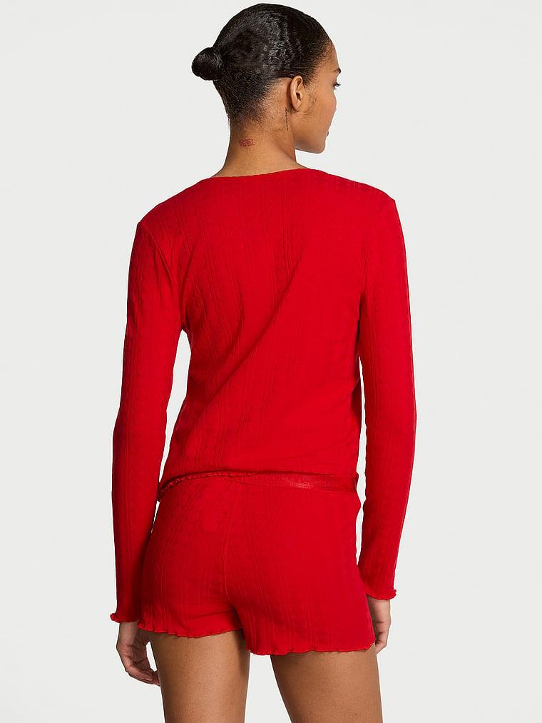 Kalpli Pointelle Kısa Pijama Takimi arka görünümü