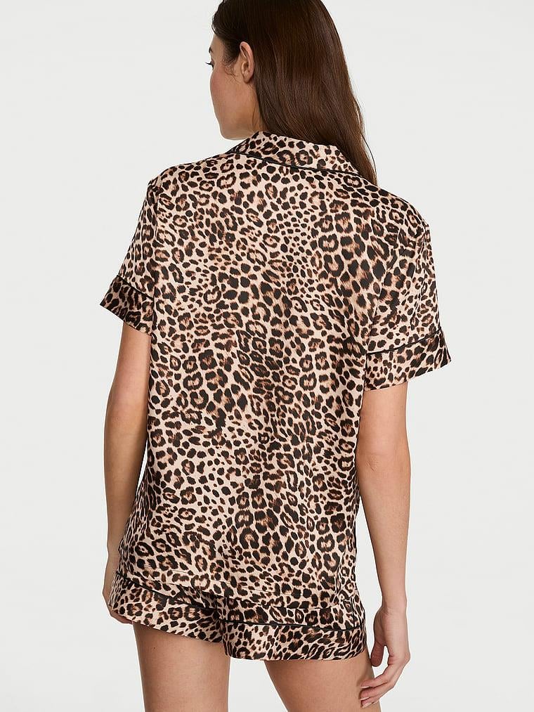 Glazed Saten Sortlu Pijama Takimi arka görünümü