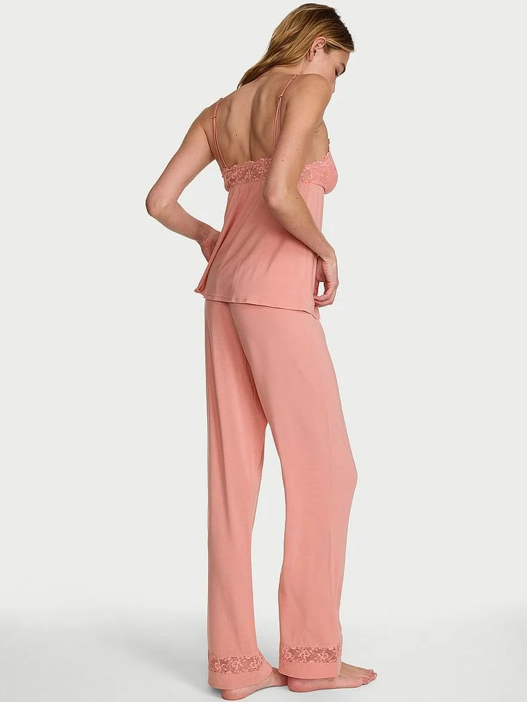 Sosoft Modal Dantelli Askili Bluz Ve Pijama Alti arka görünüm
