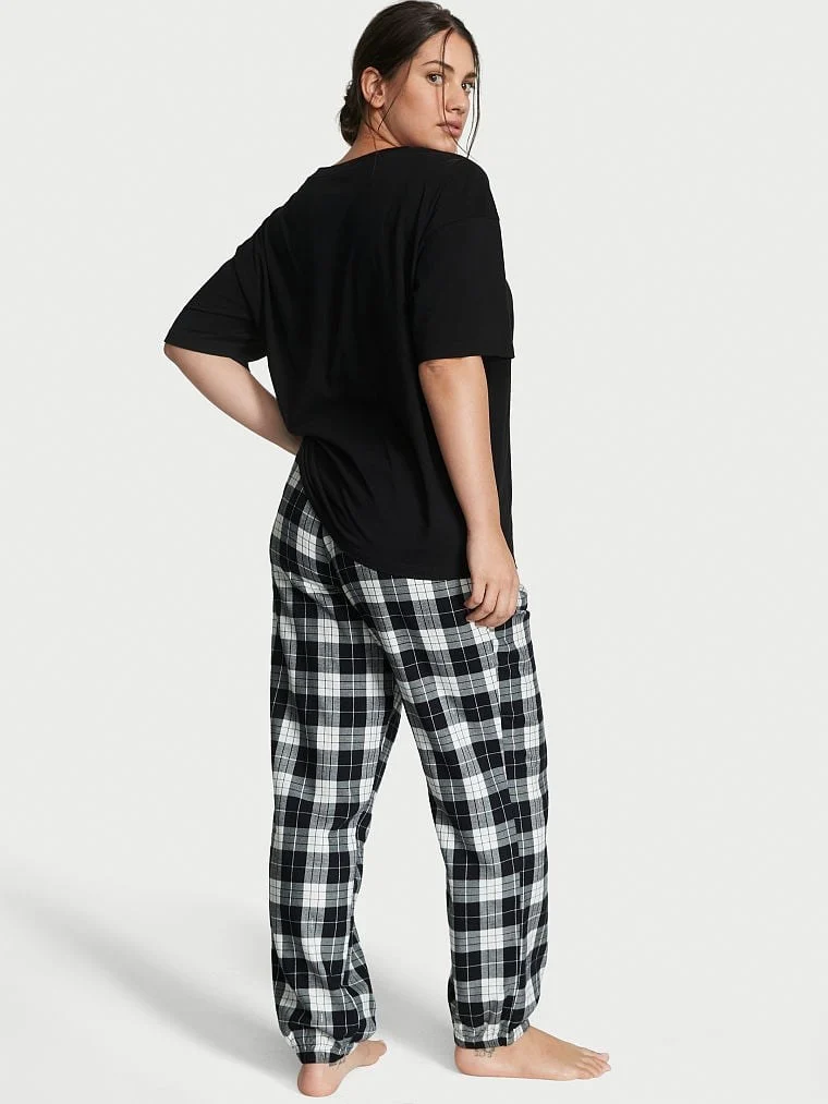 Flannel Tisort Jogger Tee Jama Takimi arka görünüm