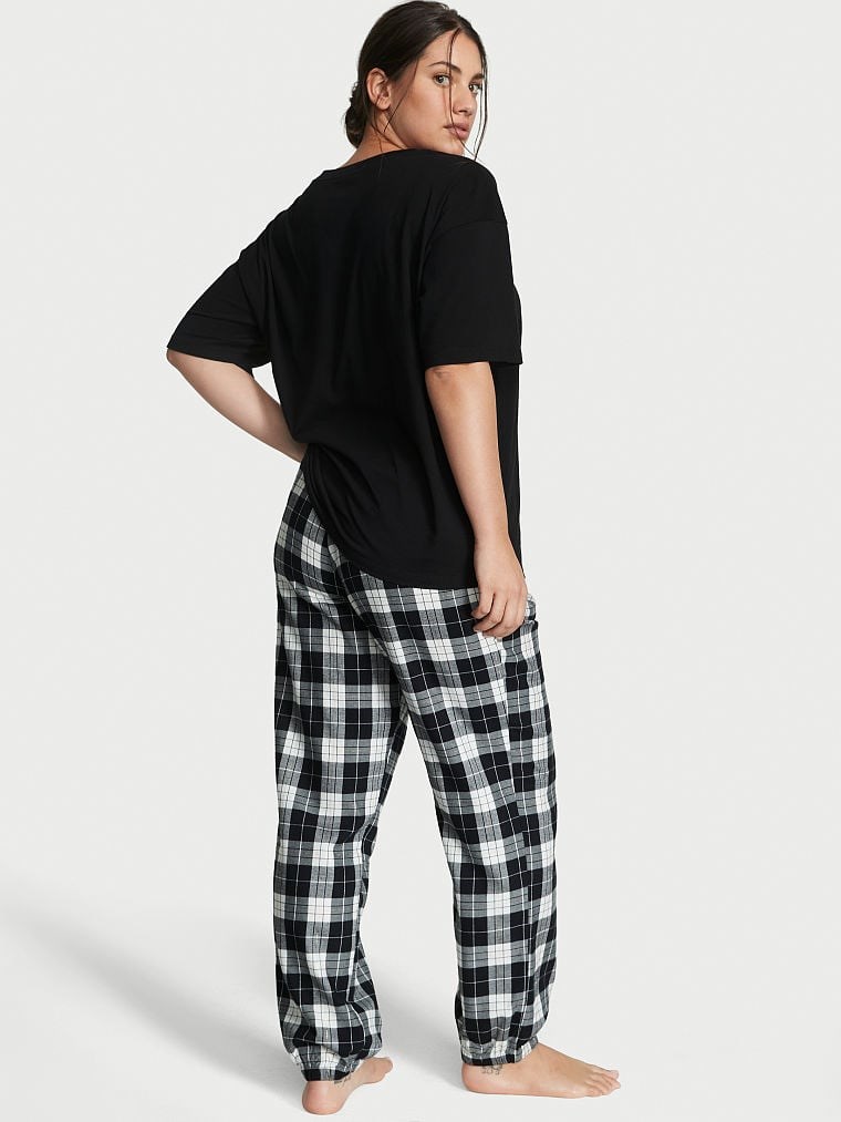 Flannel Tisort Jogger Tee Jama Takimi arka görünümü