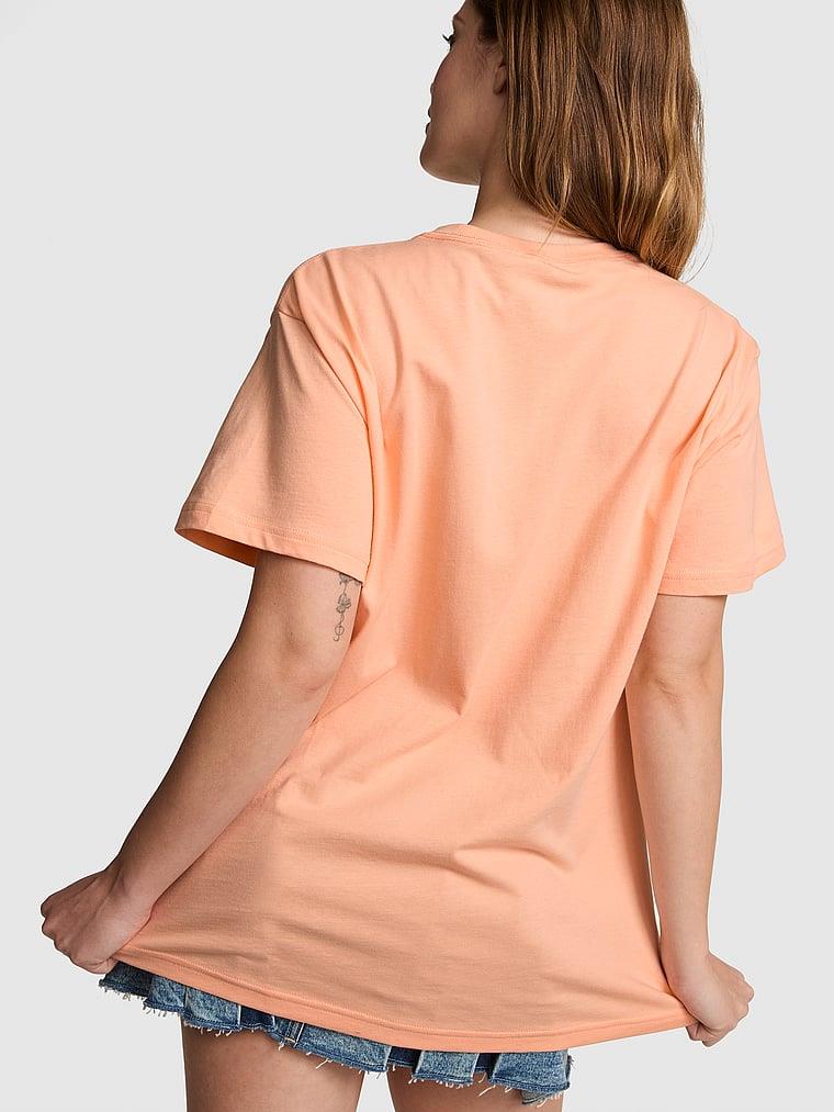 Pink Oversize Kısa Kollu Kampus Tisort arka görünüm