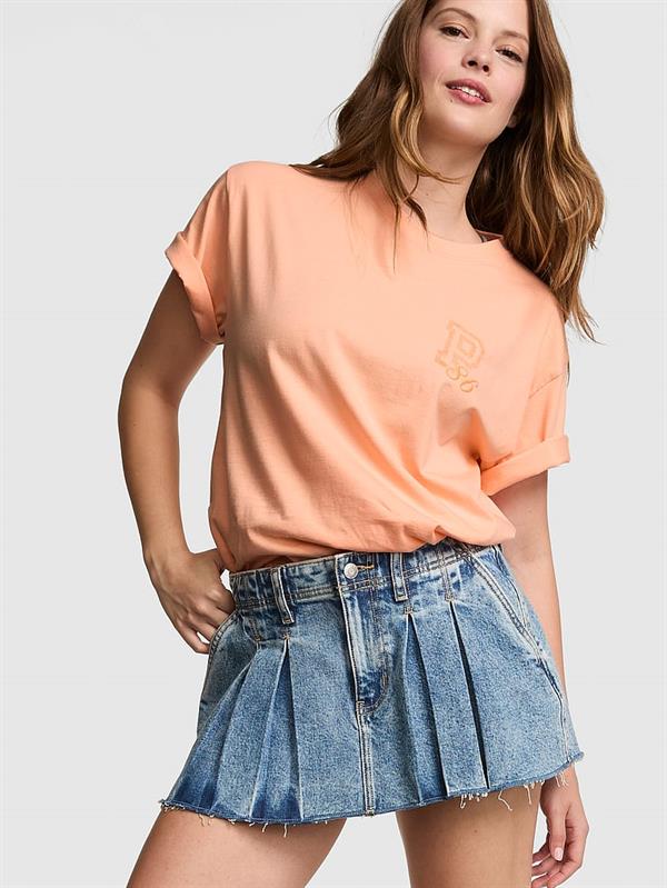 Pink Oversize Kısa Kollu Kampus Tisort