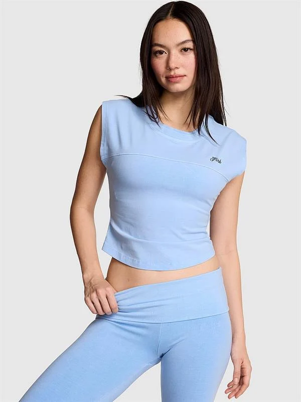 Pink All Day Cotton Capraz Sirtli Tisort