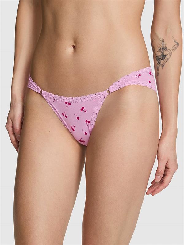 Pink Dantel Detayli Pamuklu Cheeky Kulot