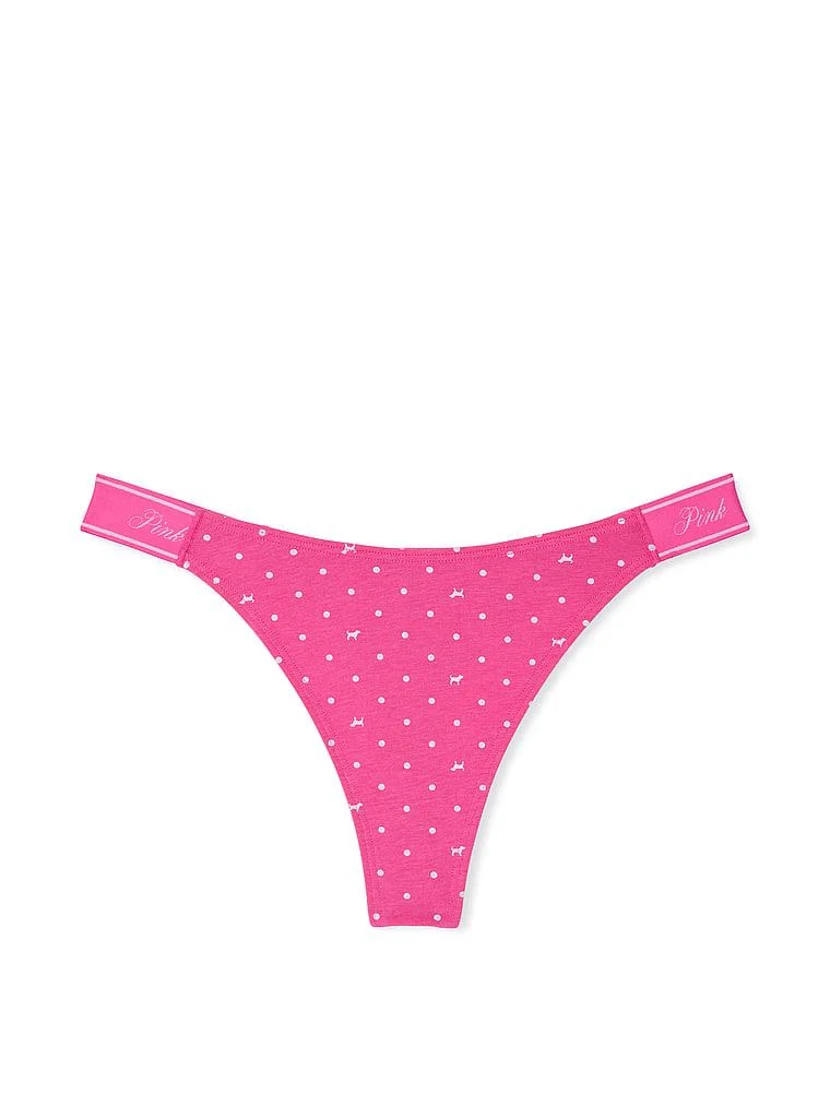Pink Logolu Pamuklu Derin Bacak Kesim Tanga arka görünüm