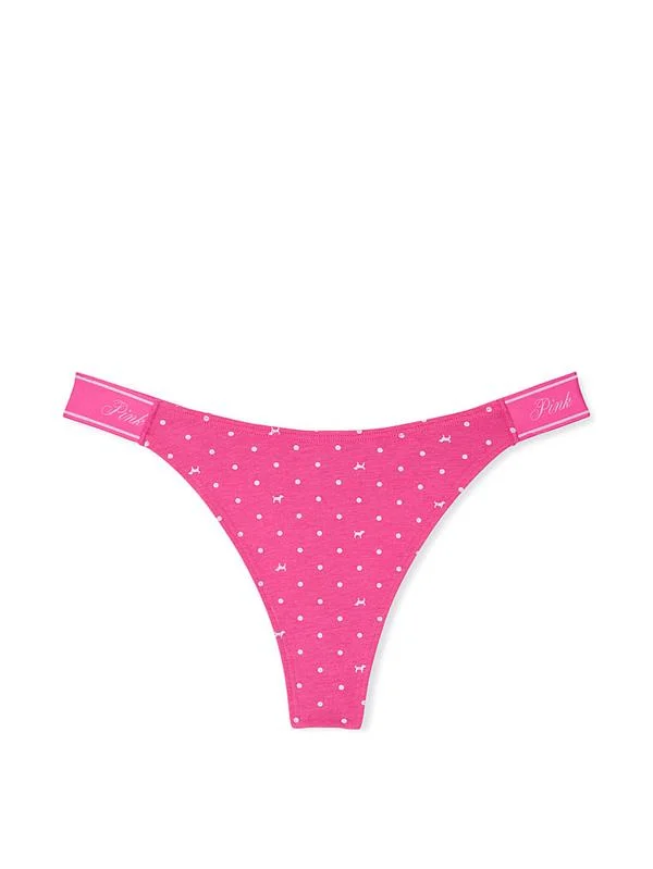 Pink Logolu Pamuklu Derin Bacak Kesim Tanga ön görünüm
