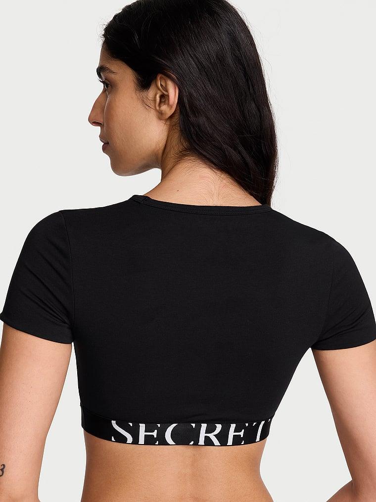 Pamuklu Kısa Kollu Bralet Crop Ust arka görünümü