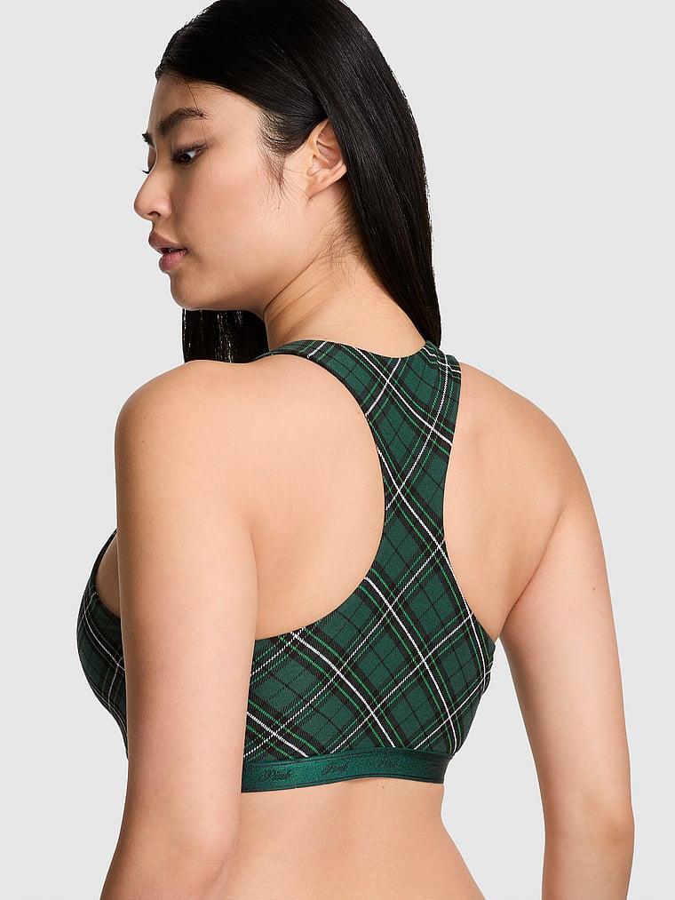Pink Pamuklu Racerback Logolu Bralet arka görünüm