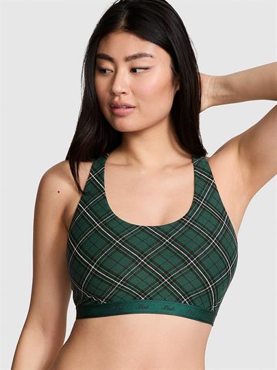 Pink Pamuklu Racerback Logolu Bralet