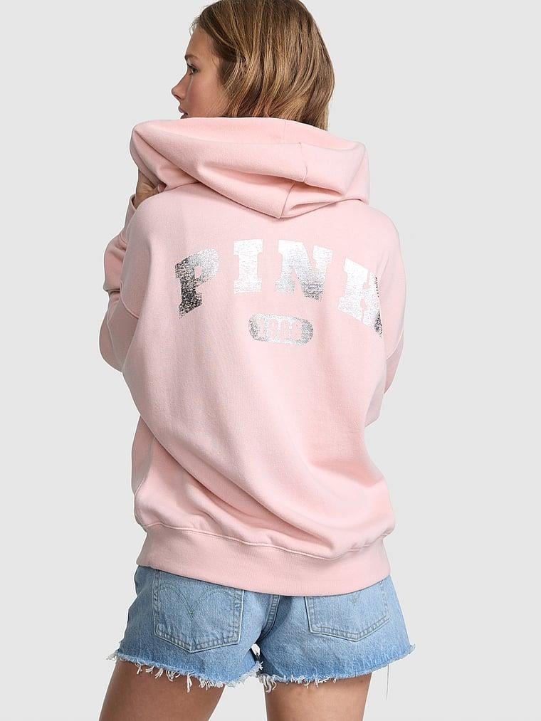 Pink Ivy Kampus Fermuarli Kapusonlu Ust arka görünüm