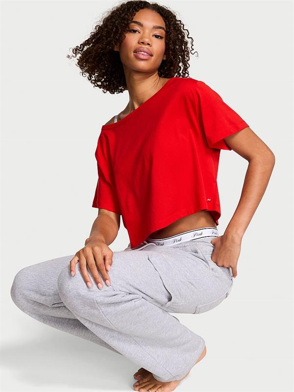 Pink Bol Kesim Crop Tisort