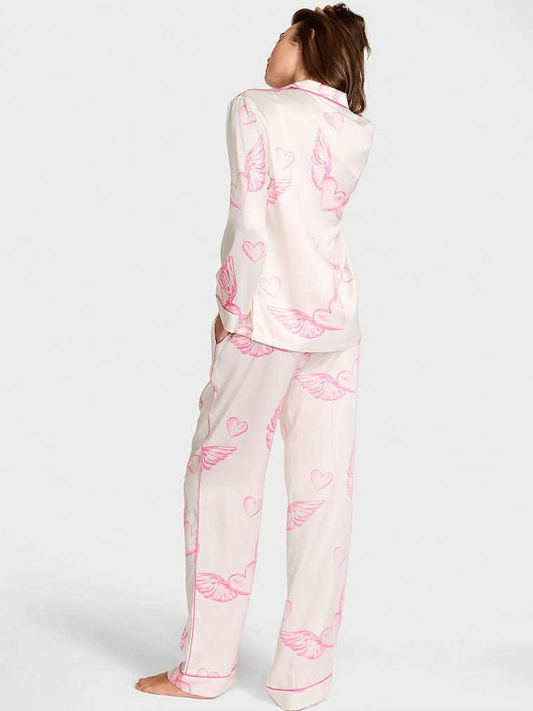 Parlak Saten Uzun Pijama Takimi arka görünümü